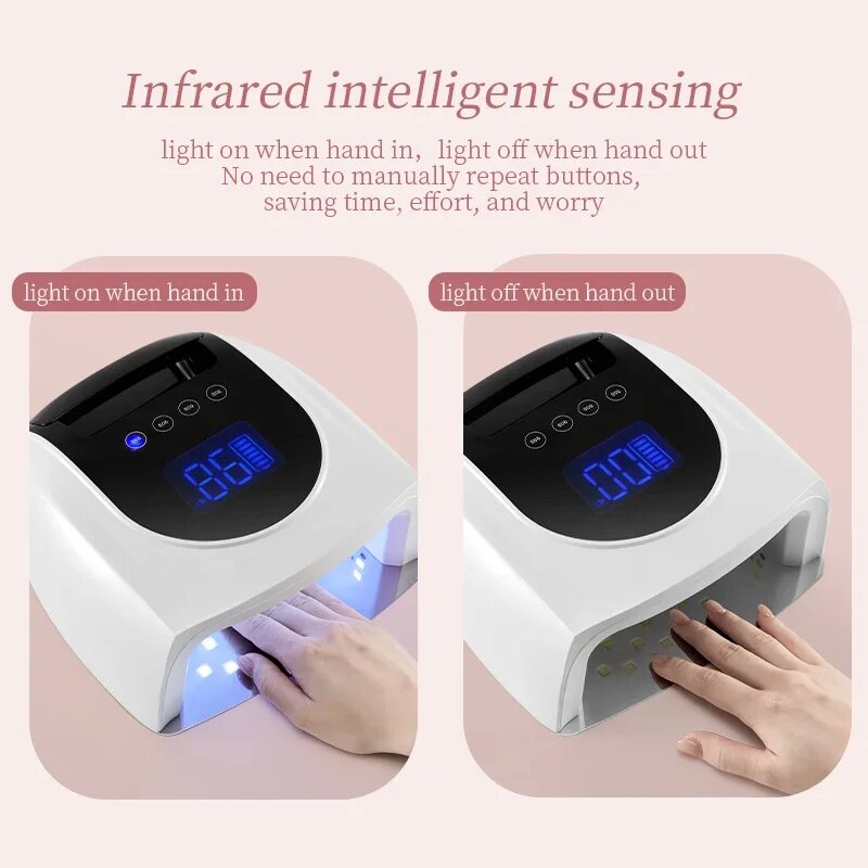 96w rechargeable nail uv lamp gel polish dryer wireless led light for nails cordless nail art lamp