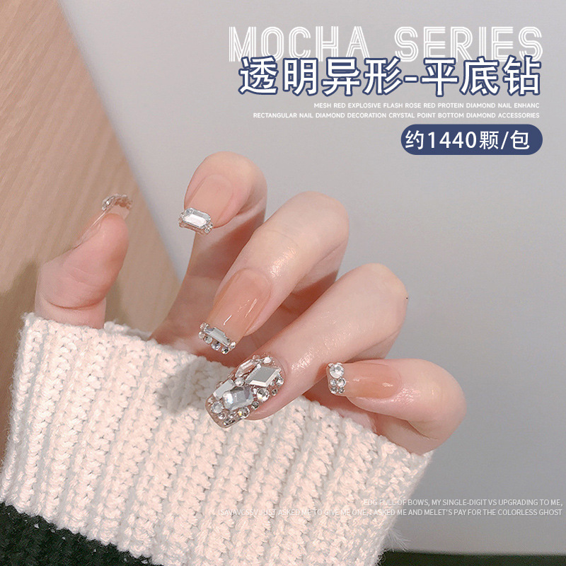 mini nail art white flat bottom irregular diamond butterfly 1440 large bag nail accessories