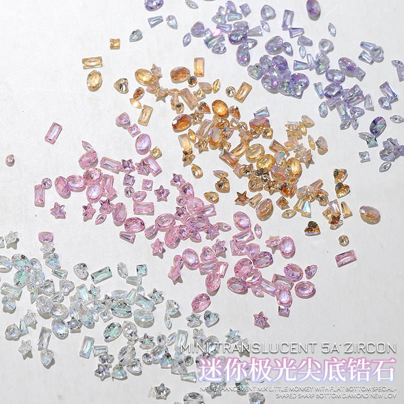 50pcs mini zircon mixed pile nail diamond accessories 5a pointed bottom nail decoration