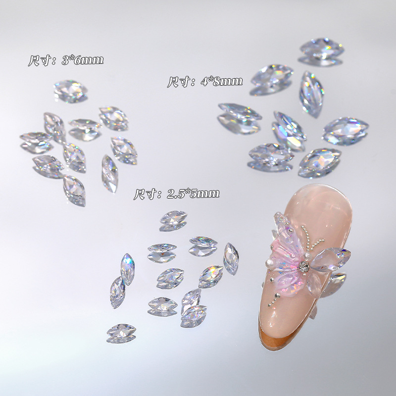 transparent zircon nail drill, sparkling pointed bottom, irregular diamond, mini pile diamond