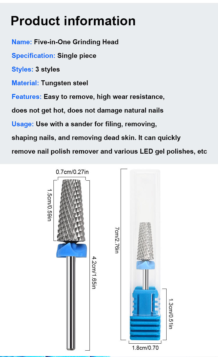 nail polishing head cross teeth five in one tungsten steel alloy nail polishing head