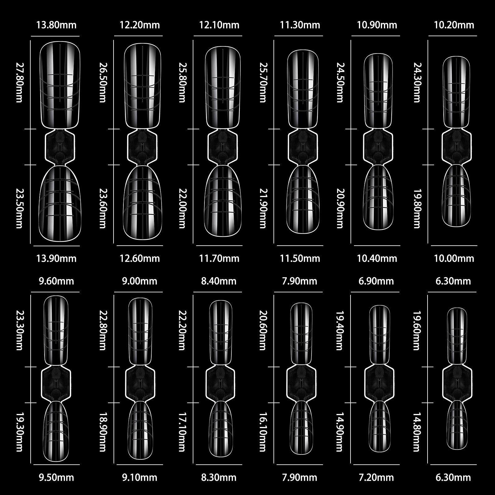 full cover coffin russian almond square french abs dual form nail tips gel builder extension