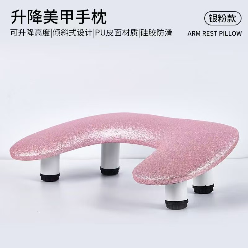 u-shaped manicure hand rest with phone holder, featuring butterfly clasp professional soft leather t