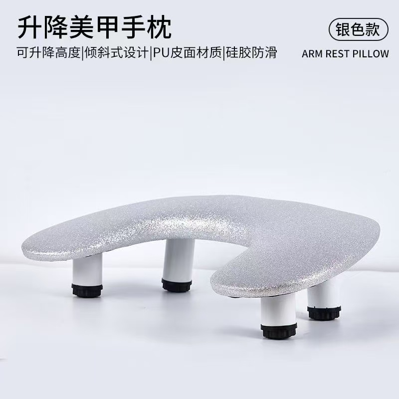 u-shaped manicure hand rest with phone holder, featuring butterfly clasp professional soft leather t