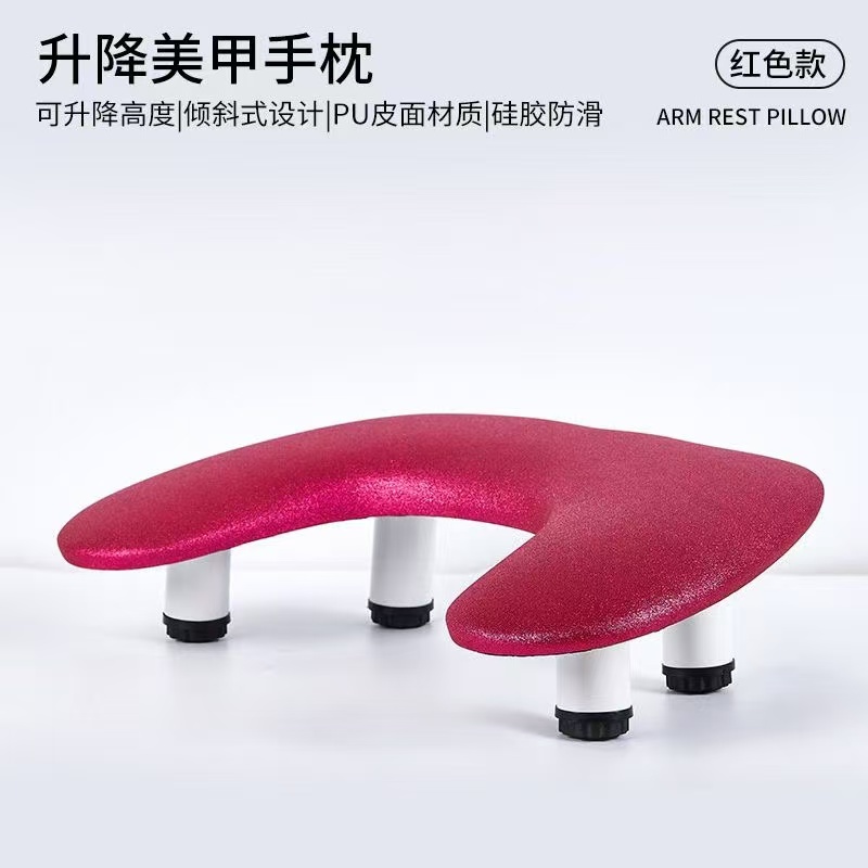 u-shaped manicure hand rest with phone holder, featuring butterfly clasp professional soft leather t