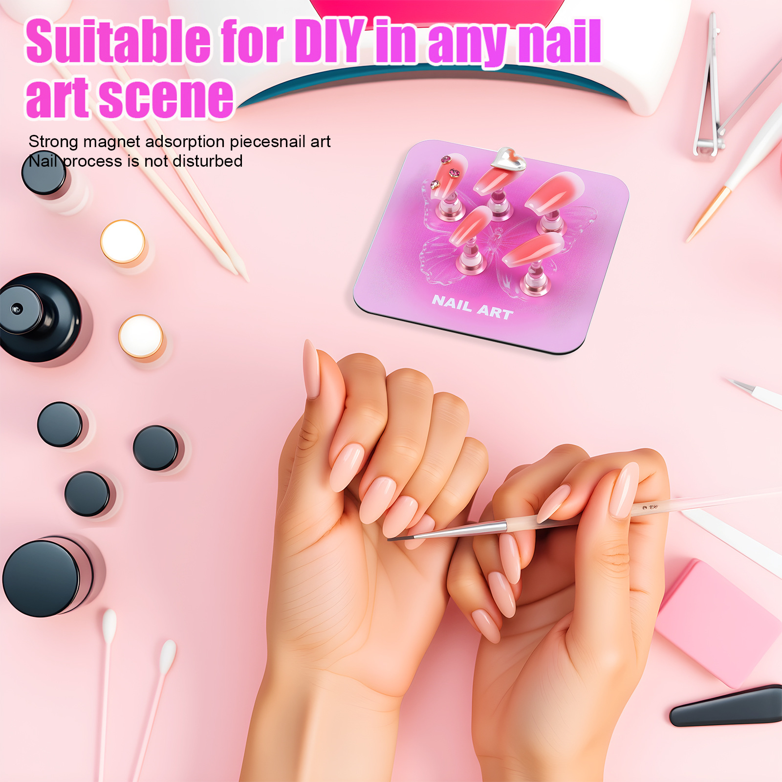 metal base wearing nail art practice magnetic acrylic illusion chess silver