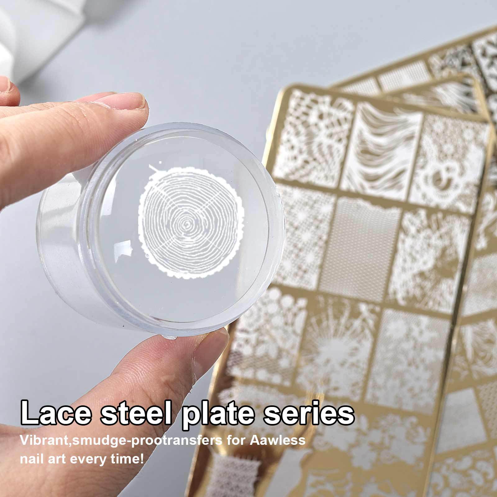 2025 new nail art french gold multi pattern line transfer printing steel plate