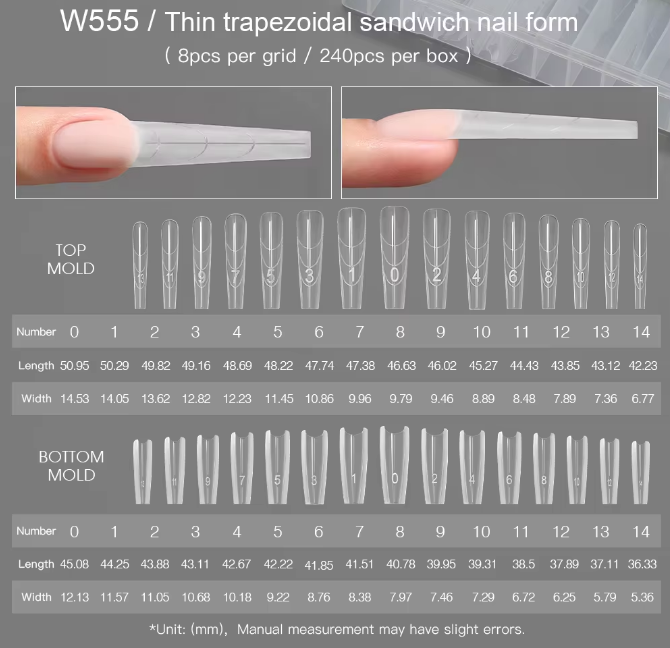 nails tips extension sandwich dual nail forms for manicure coffin almond dual nail forms