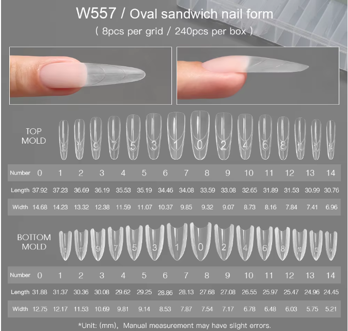 nails tips extension sandwich dual nail forms for manicure coffin almond dual nail forms
