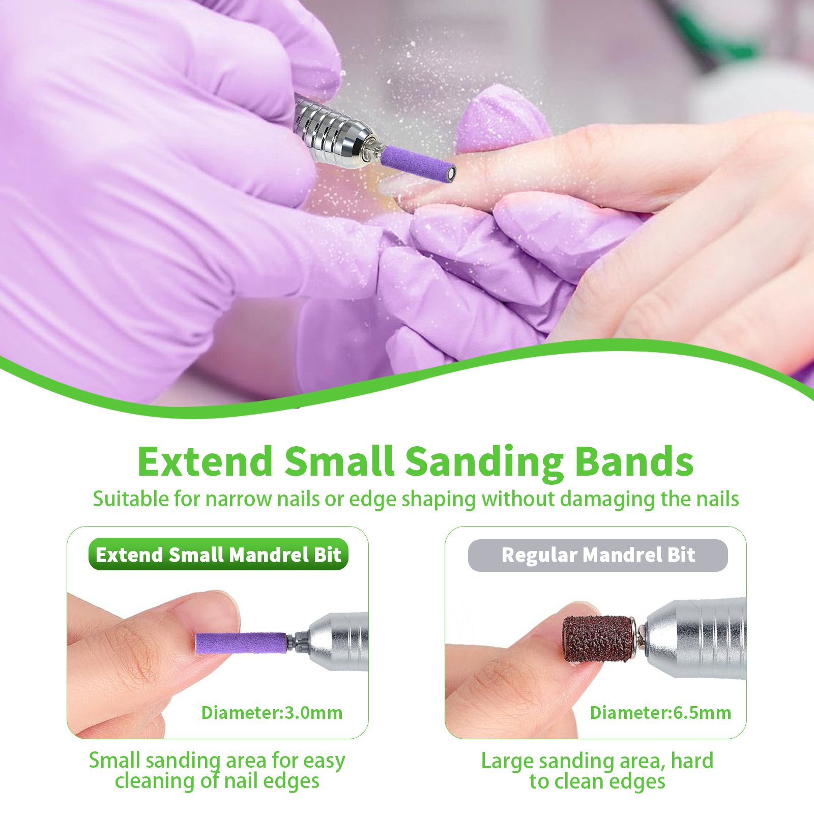 new nail art extended version mini sanding ring stainless steel axis mini sanding ring