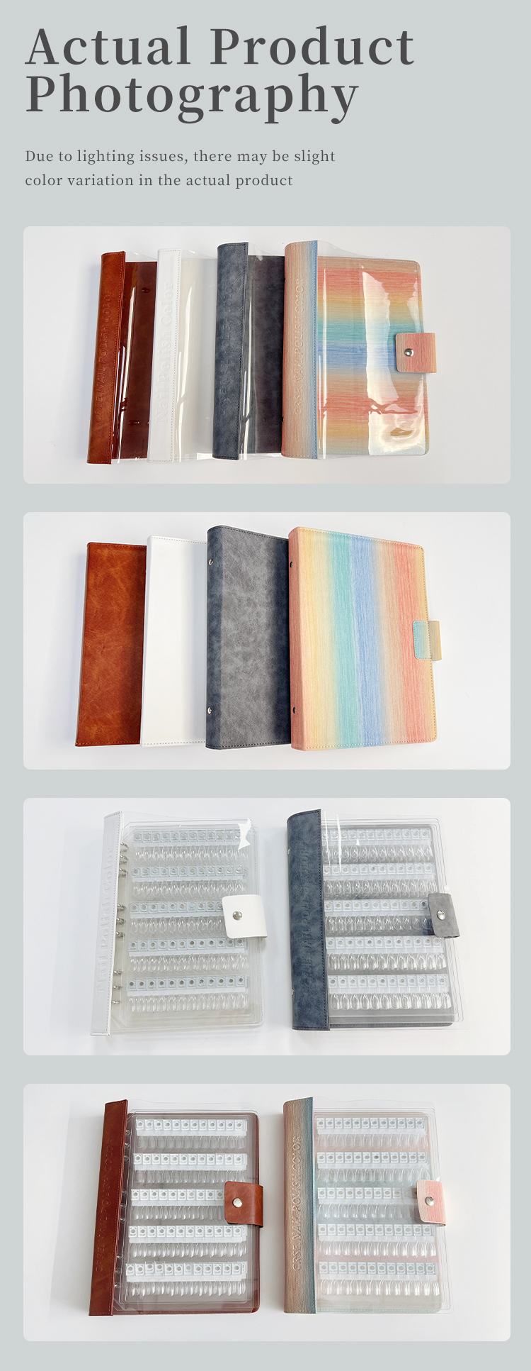 magnetic nail art showcase pu leather acrylic color board brochure