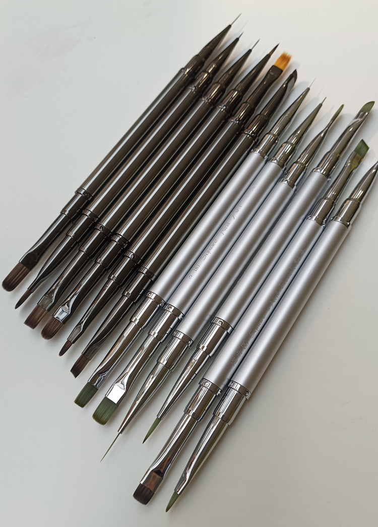 super quality soft bristle crimped oval manicure paint brush liner square new design two sided nail