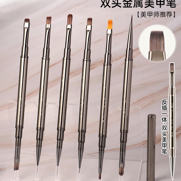 super quality soft bristle crimped oval manicure paint brush liner square new design two sided nail