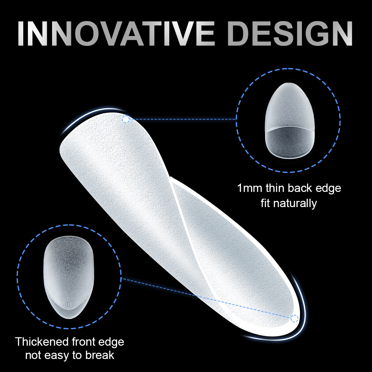 ultra short frosted nail plate ultra-thin traceless water droplet almond scratch free fake nail