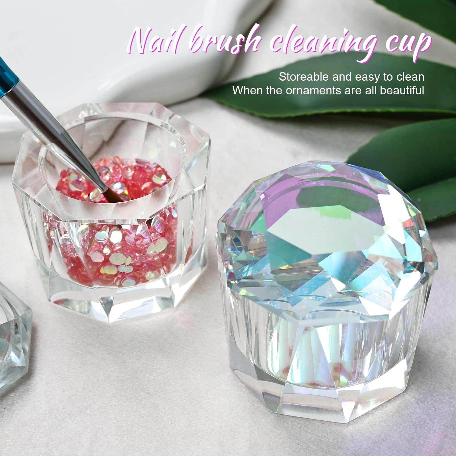 new aurora octagon lace flower crystal cup with lid , glass brush clean cup