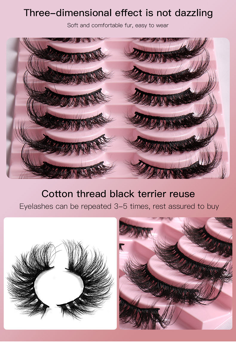 mink fur false eyelashes 8d thick curled explosive hair style 10 pairs set