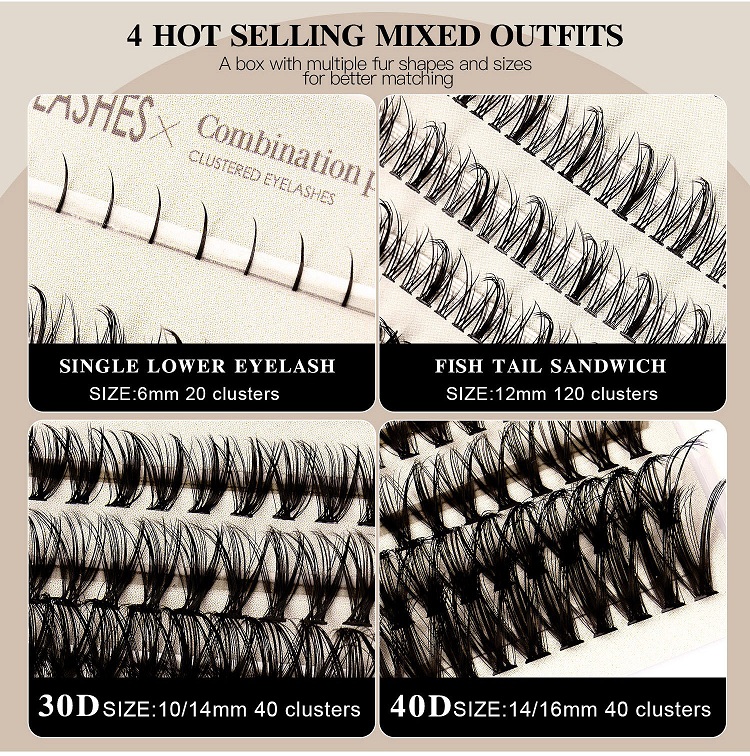 new product diy segmented single cluster false eyelash grafting eyelash combination set explosion wh