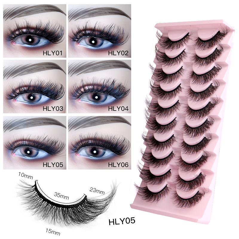 mink fur false eyelashes 8d thick curled explosive hair style 10 pairs set