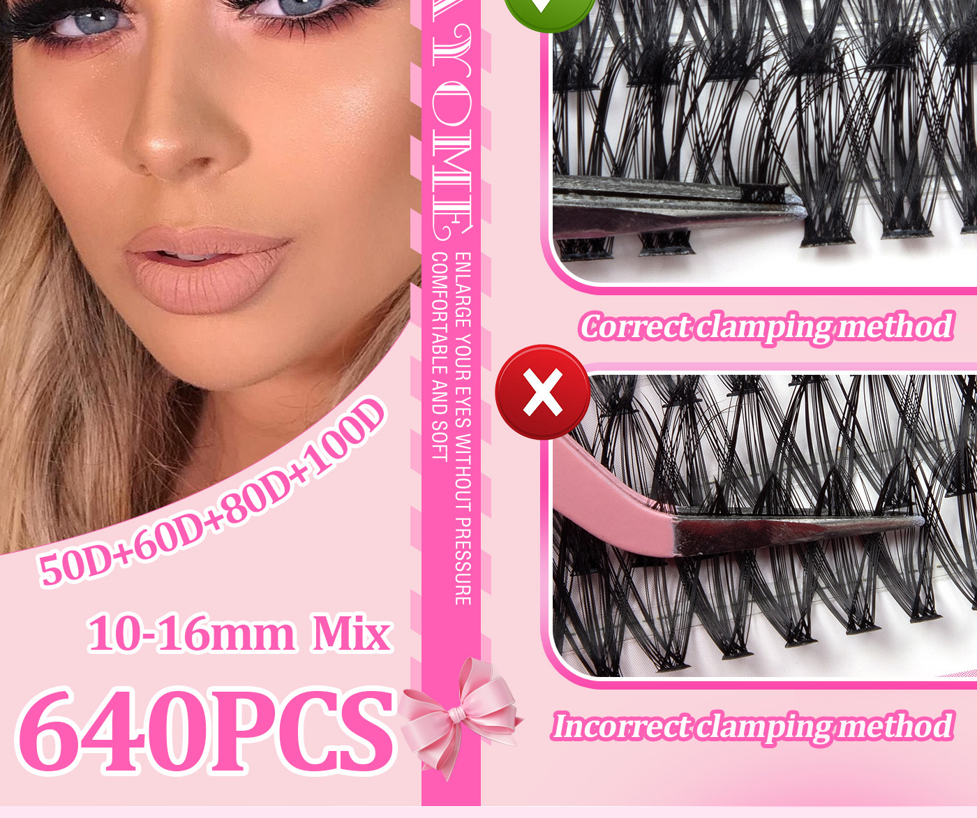 diy single cluster hair large capacity 10d+100d curly thick mixed false eyelash wholesale