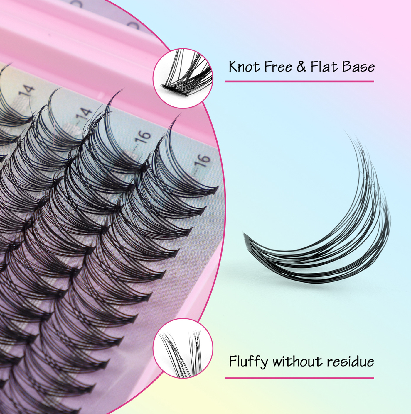 european and american false eyelash extension set - single cluster hair 640 clusters
