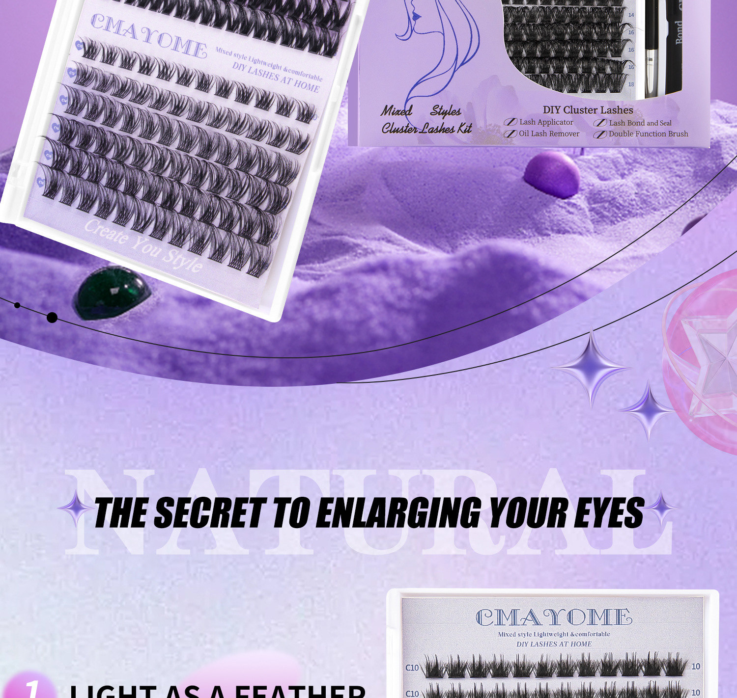 hot melt hair diy segmented false eyelash set box large capacity single cluster false eyelash set