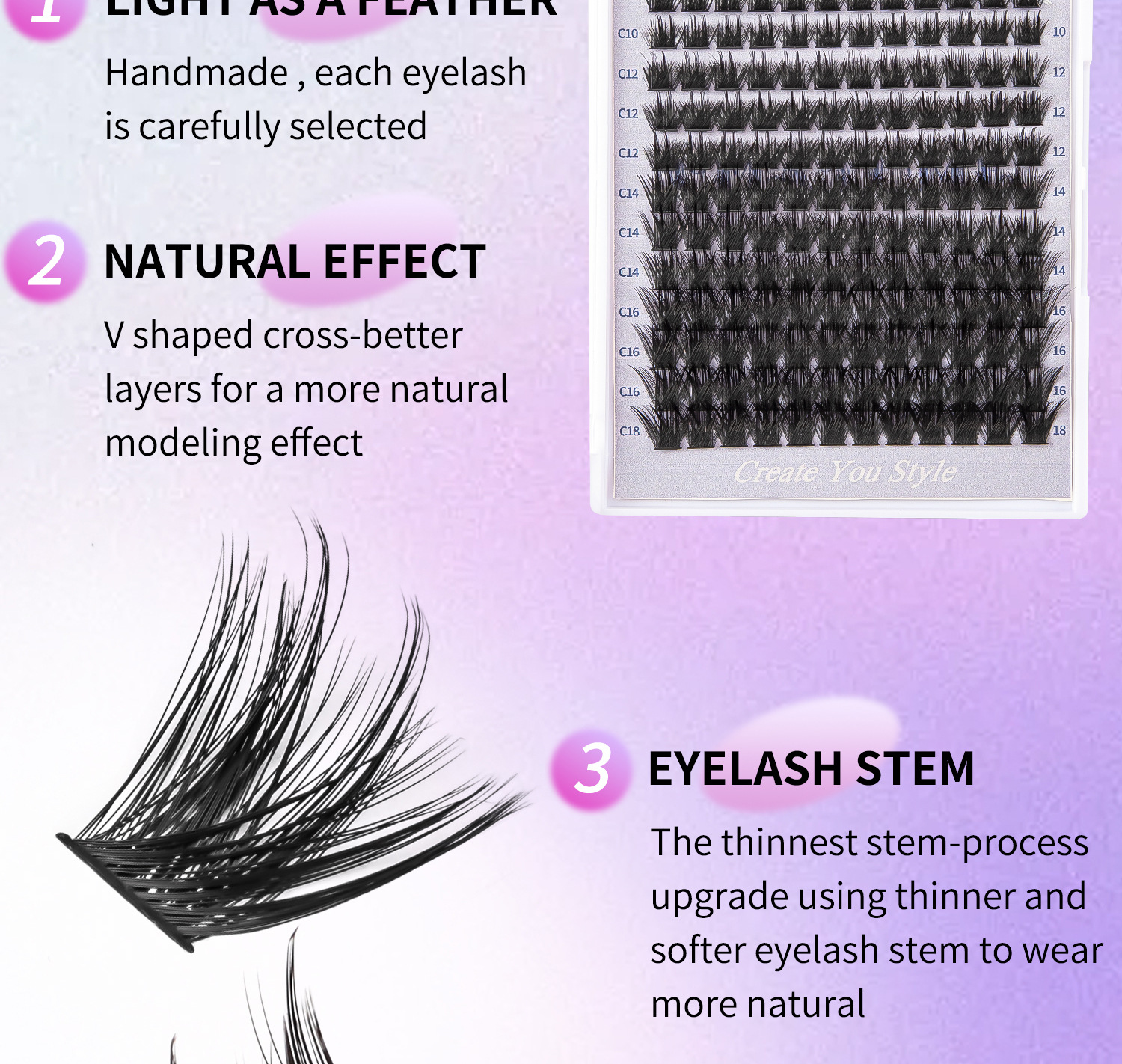 hot melt hair diy segmented false eyelash set box large capacity single cluster false eyelash set
