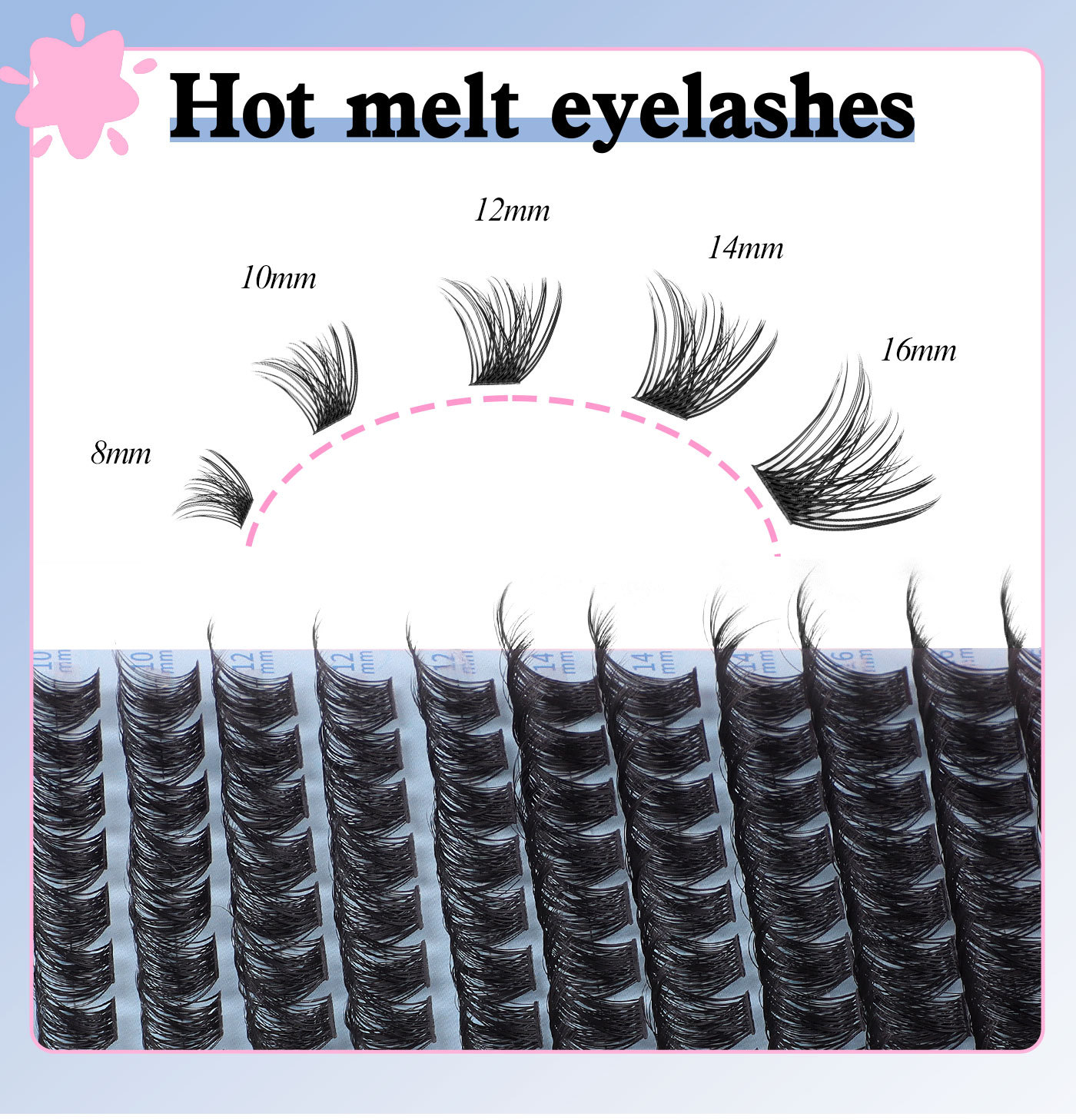 diy single cluster hair false eyelash natural thickening mixed segmented 8-16mm eyelash