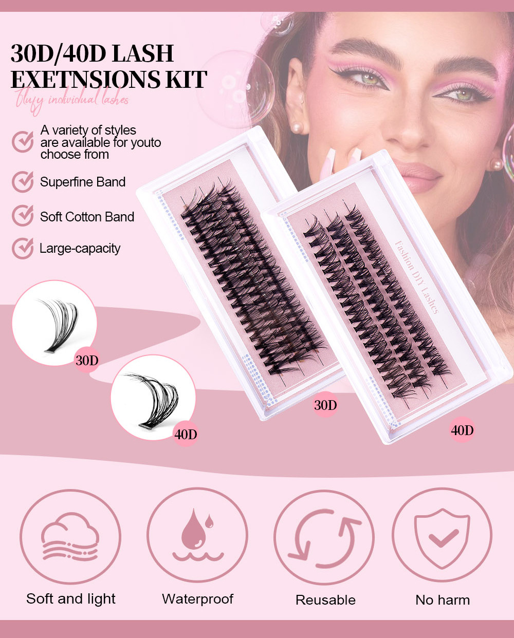 new product diy segmented false eyelash 3-row set