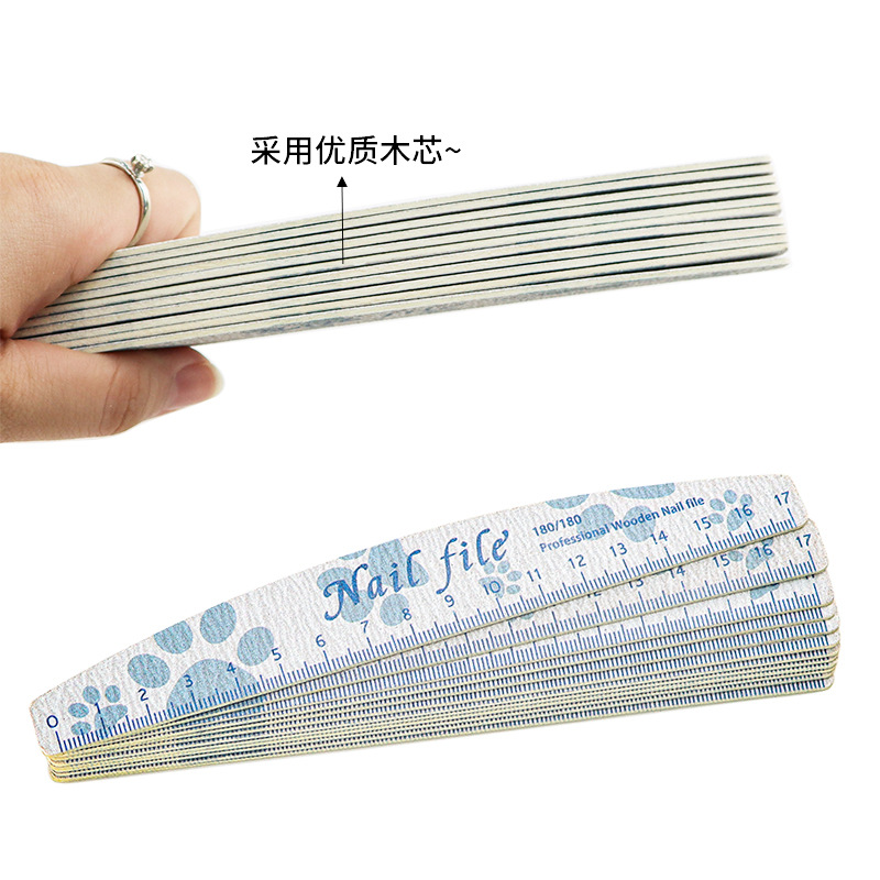 manufacturer half moon shaped color printed nail file, double sided nail sandpaper rubbing tool