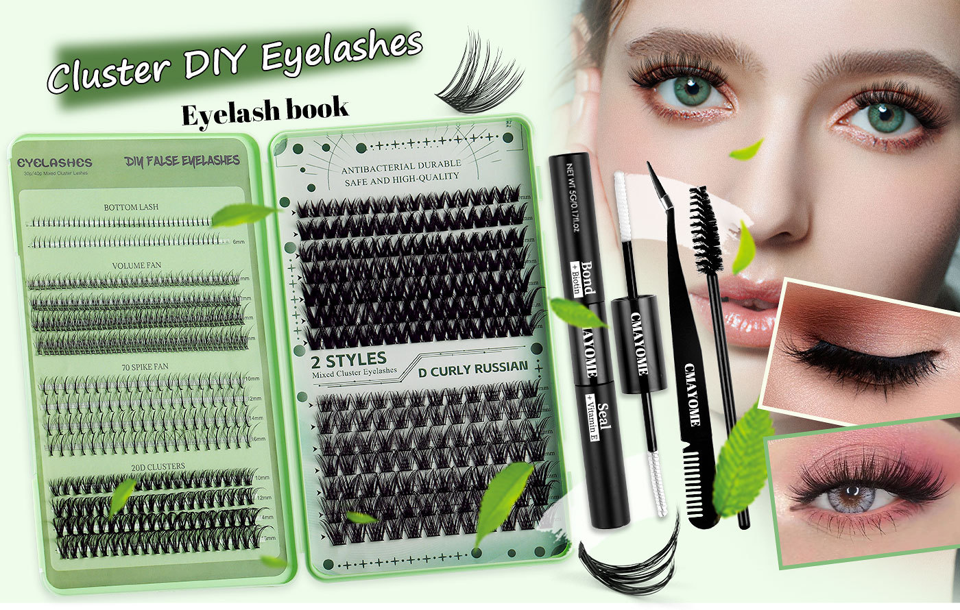 super large capacity, 530 clusters of fake eyelashes, diy grafting, mixed eyelashes