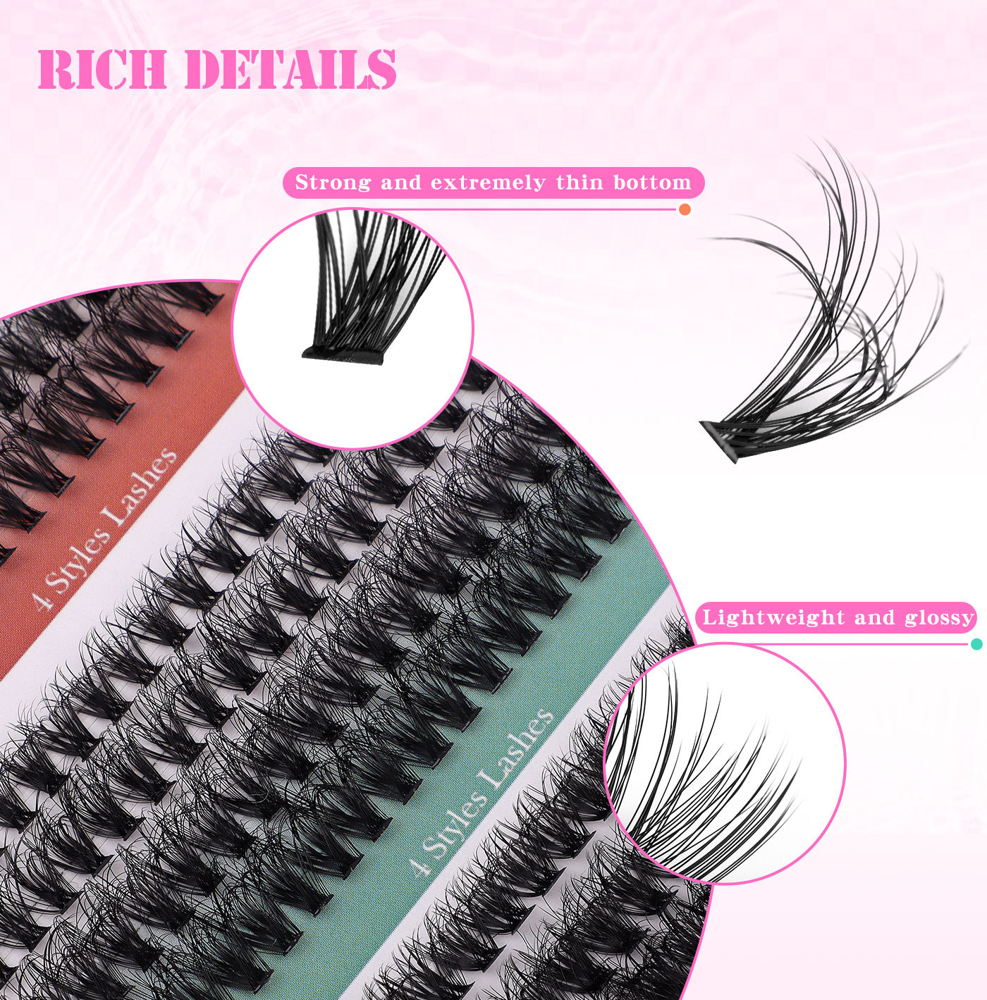 false eyelash extension set, single tuft blossomed hair, 320 tufted thick makeup, big eyes d curled