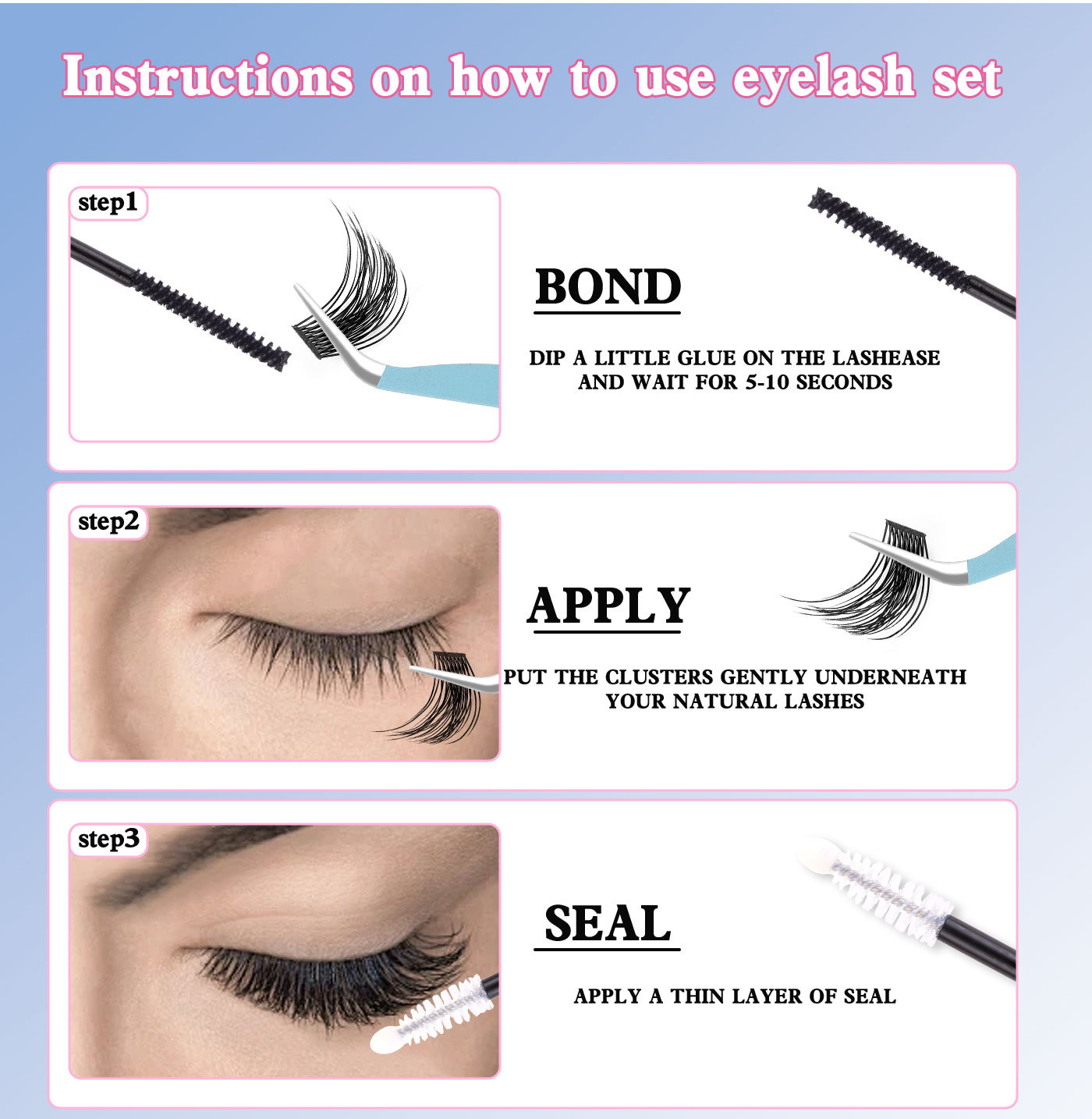 diy single cluster hair false eyelash natural thickening mixed mixing segmented 8-16mm eyelash