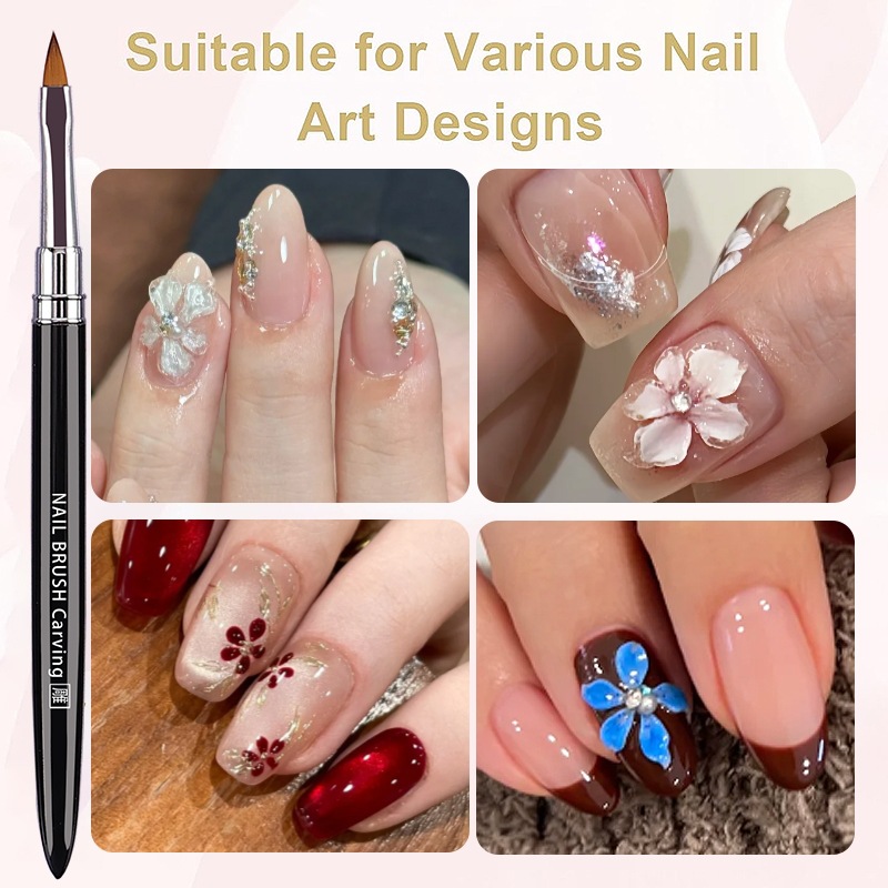 hot selling nylon hair japanese carving pen flat head nail carving brush nail tool