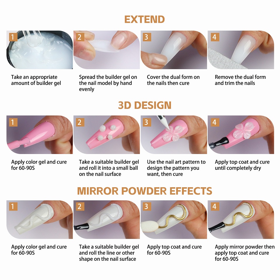 non stick hand aurora extension nail gel pinching glue shapeable nail gel