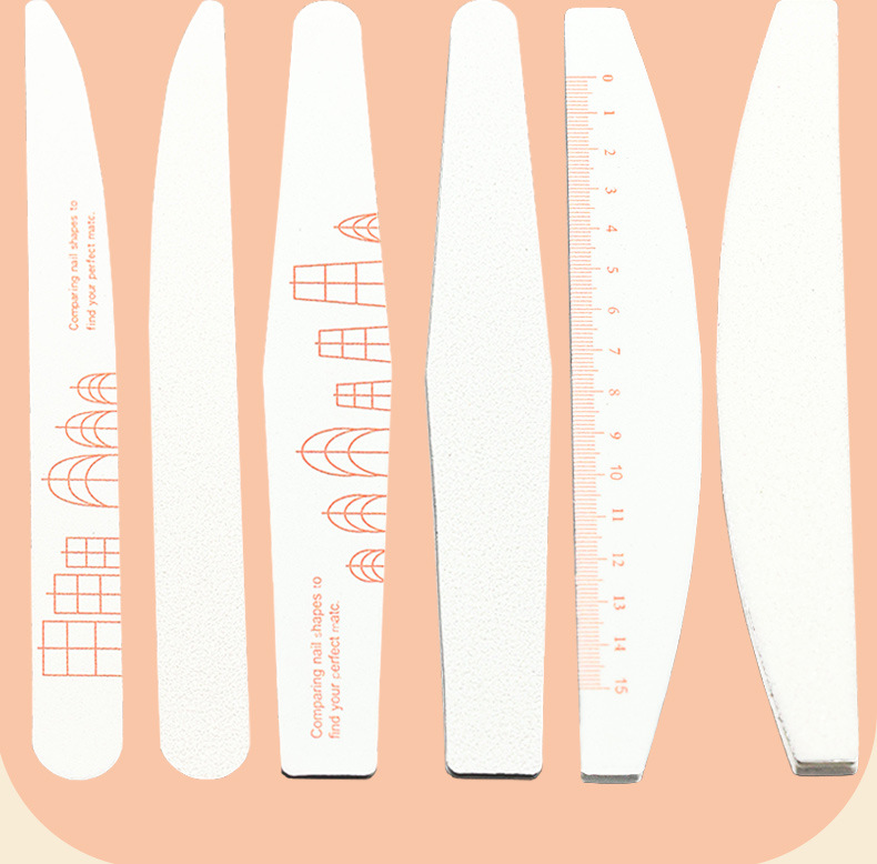 nail surface polishing, strip scale, heat-resistant white sandpaper, half moon shaped nail file