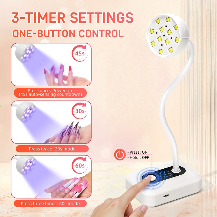 touch screen intelligent induction desktop nail lamp with 360 degree adjustable uv curing