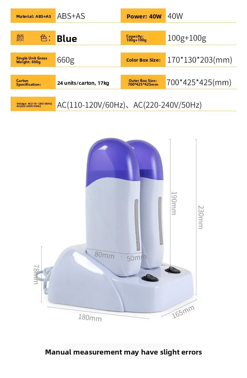 double seat hot wax machine 200g beauty hair removal tool melting machine rollonwax for salon and h