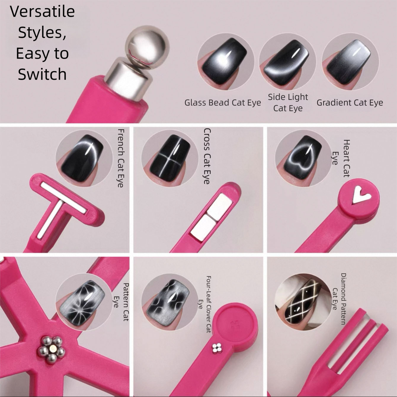 nails art multifunction 8-in-1 magnet stick powerful cat