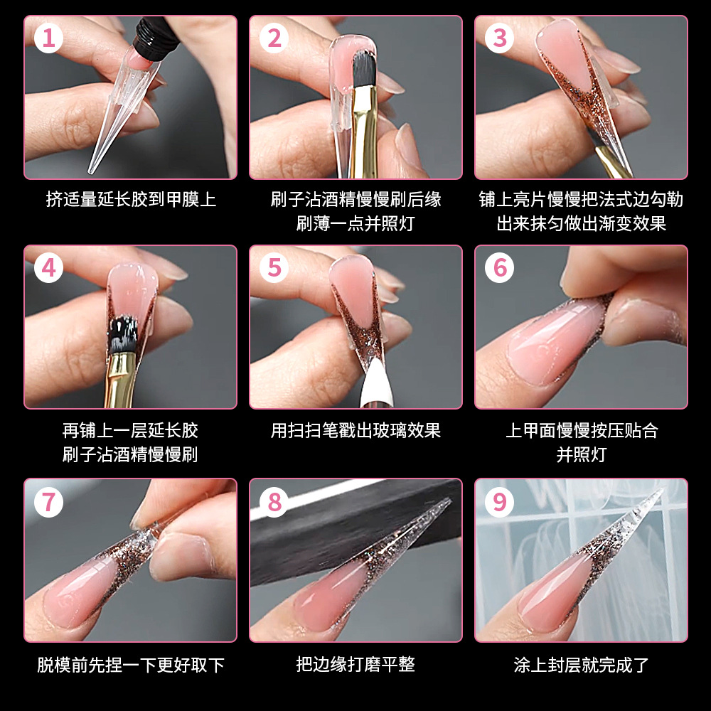 nail art extension nail piece crystal nail model paper free holder for repeated use, quick extension
