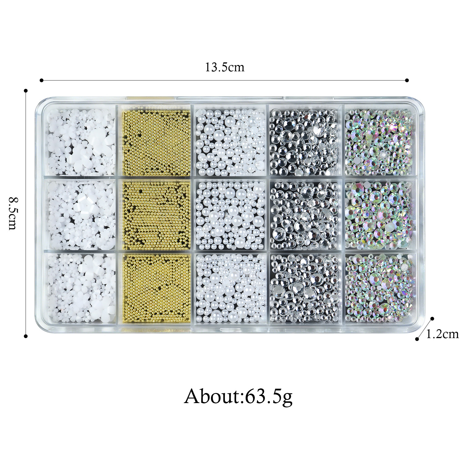 15 grid mixed butterfly bow ribbon nail art resin decoration nail accessory set wholesale