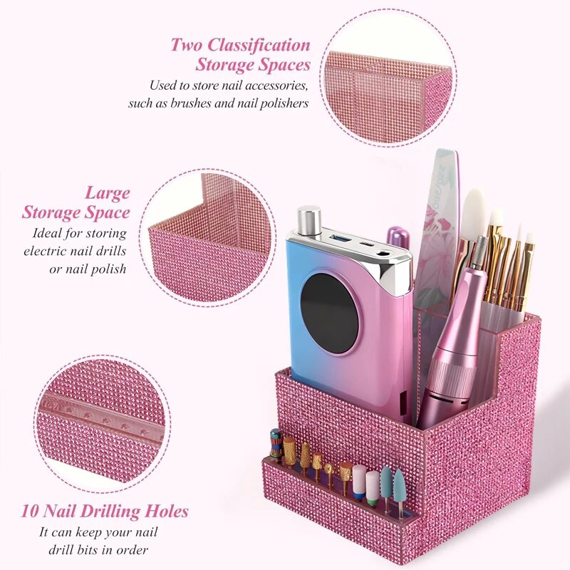 luxury diamond mounted cosmetic pen storage box brow pencil storage rack