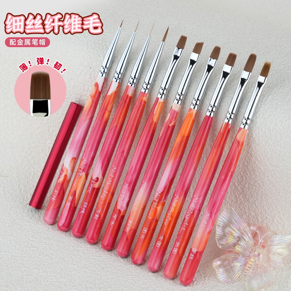japanese nail brush set, fine line drawing pen, round head phototherapy pen