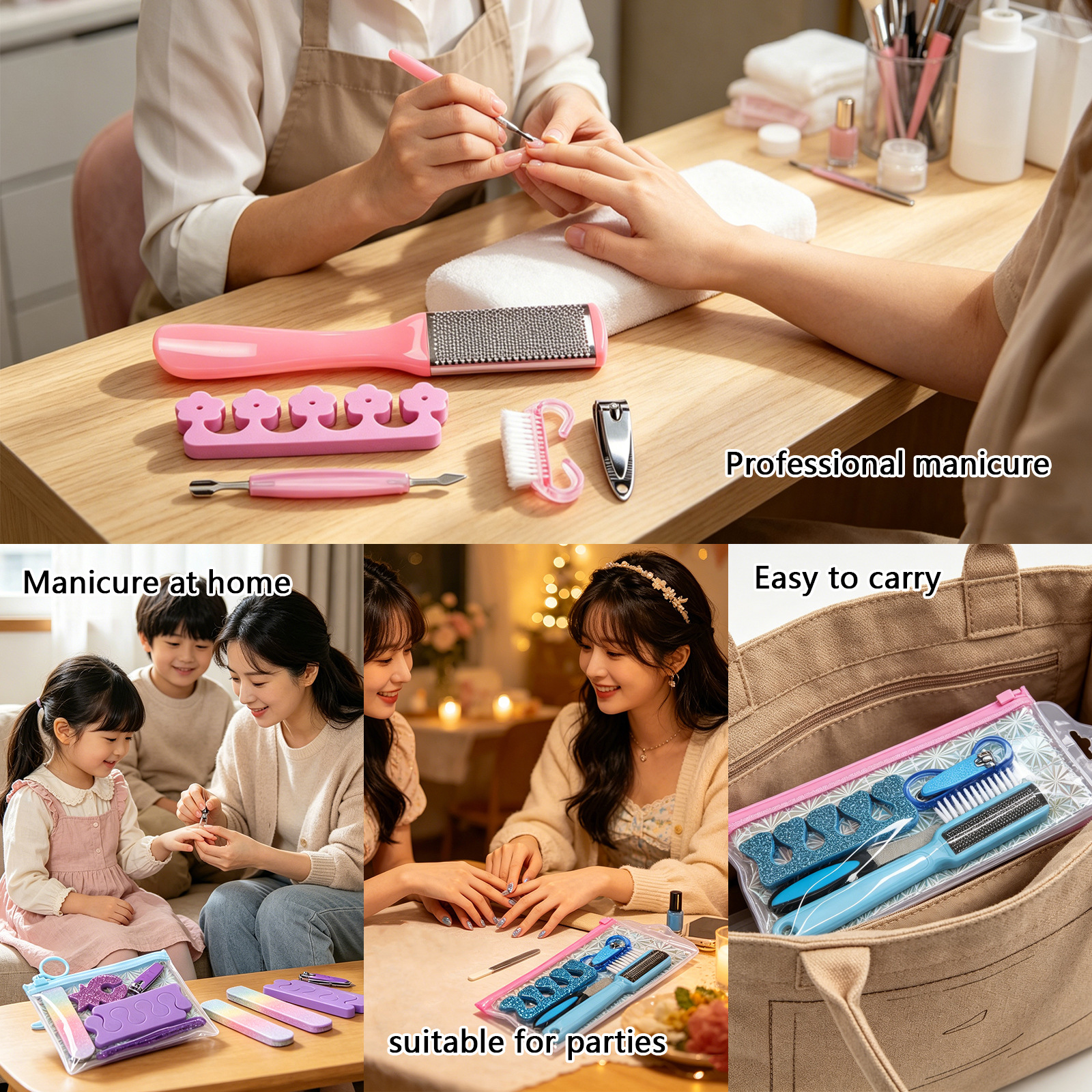 portable bag nail care set stainless steel nail clippers, files, and trimming tools