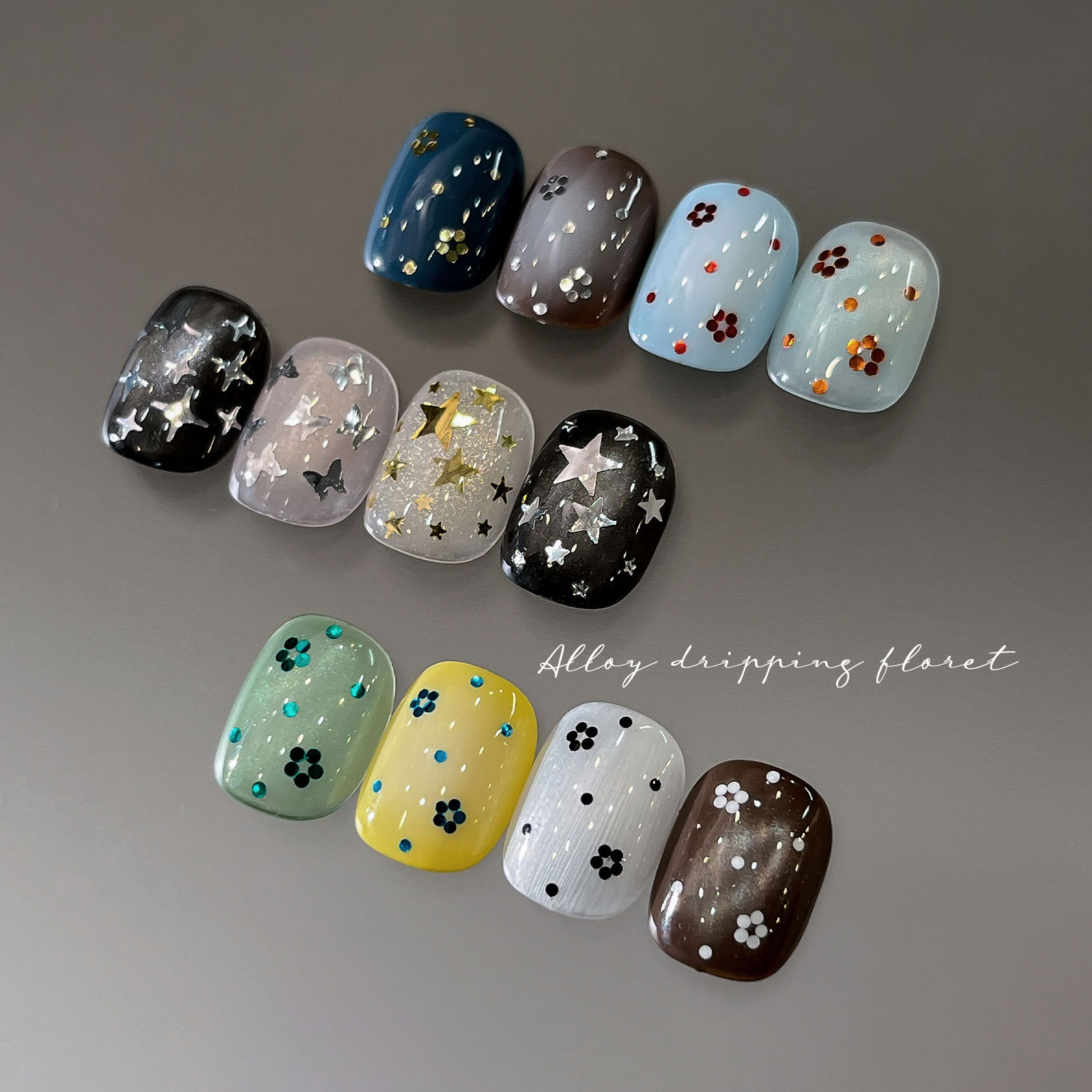 12 grid nail glitter set, polka dot star mixed glitter, wearable nail diy nail decoration wholesale