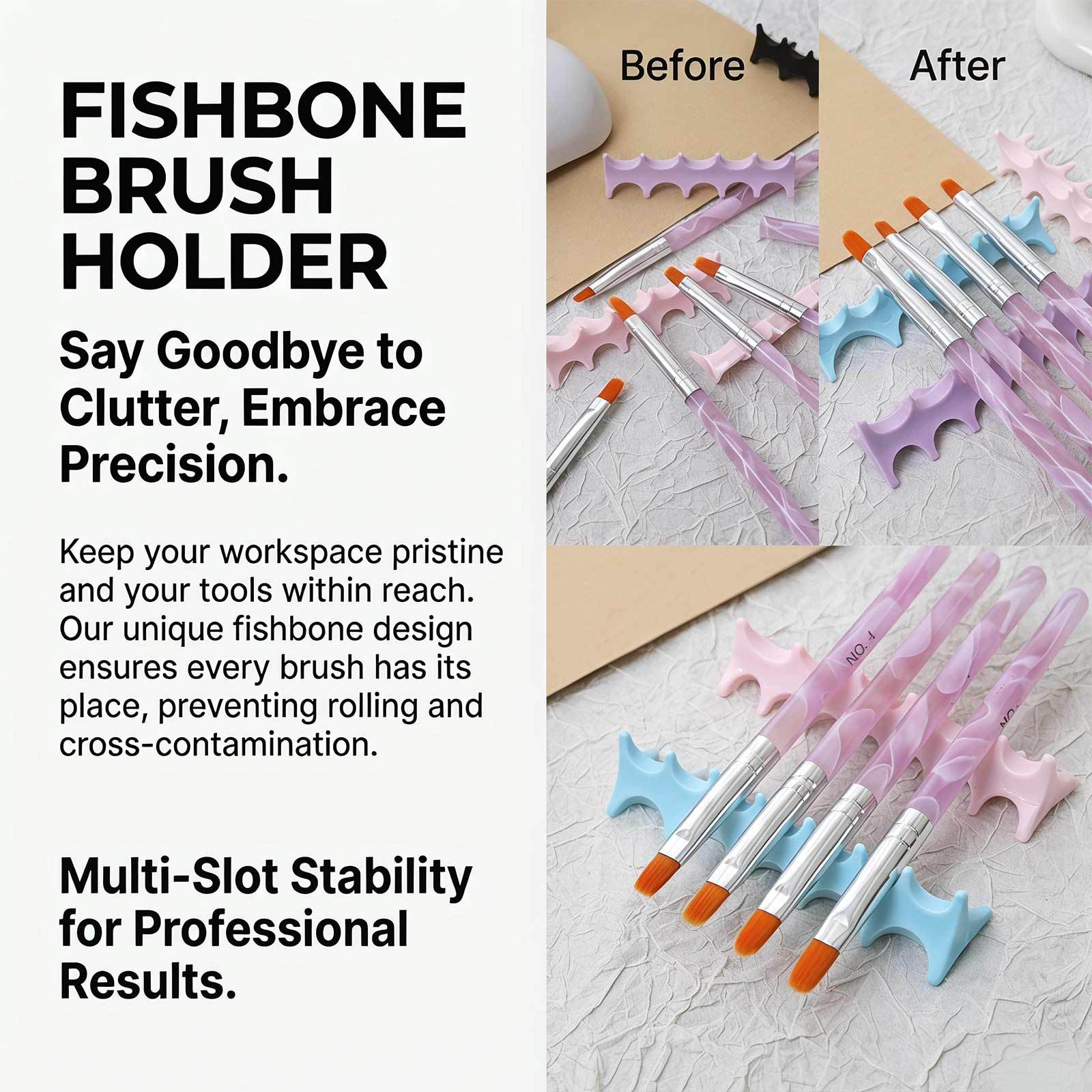 nail pen holder silicone fishbone pen holder anti slip multi functional storage nail tool