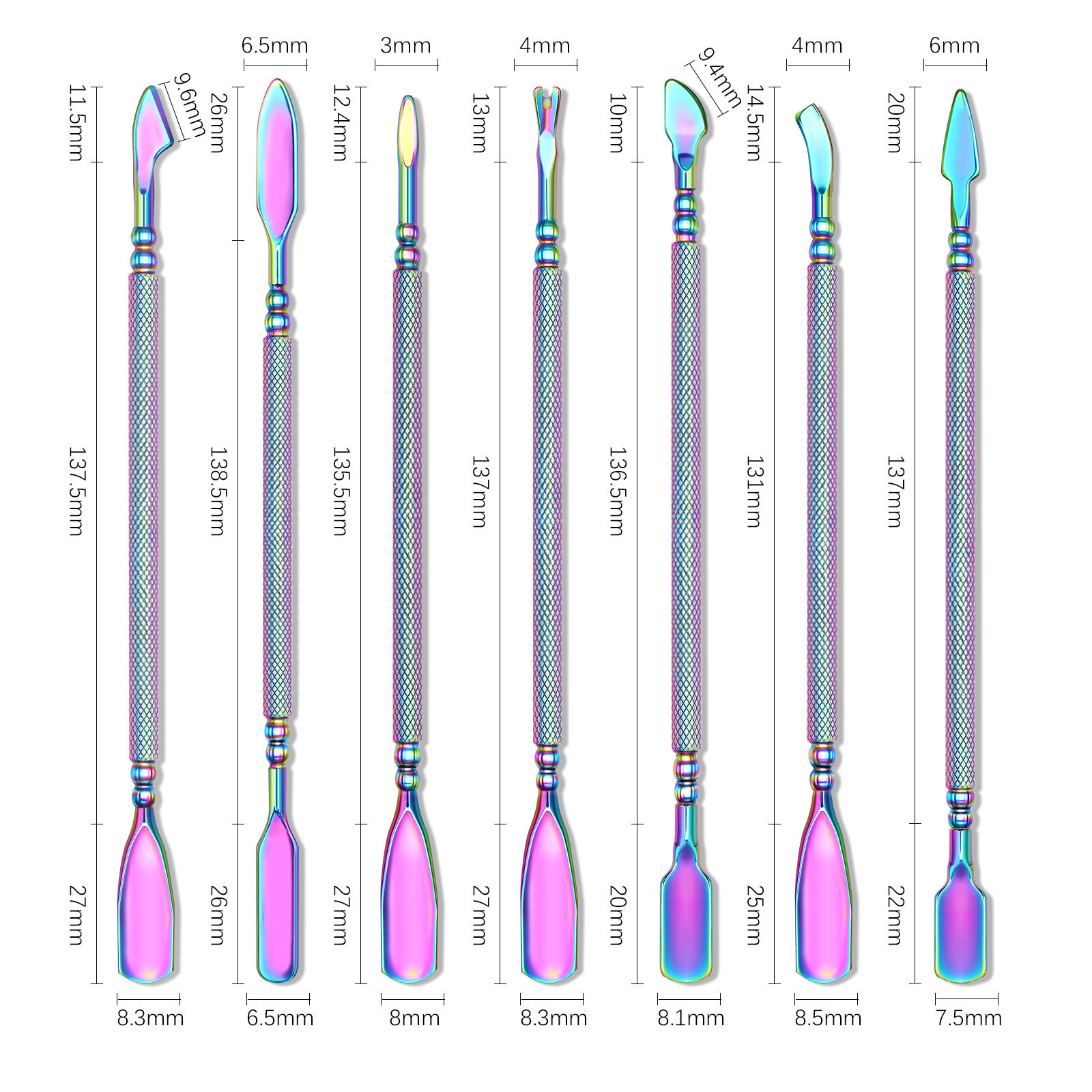 nail art russian style double ended stainless steel nail art steel push and peeling tool