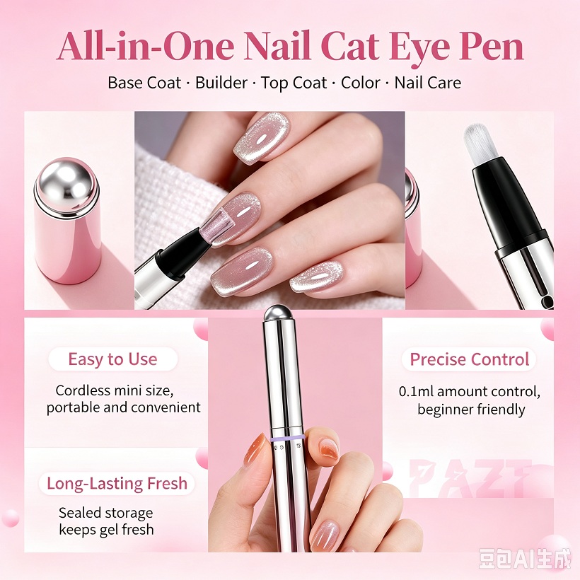 cat-eye nail art pen multifunctional with small magnetic beads nude nail art brush cat-eye nail tool