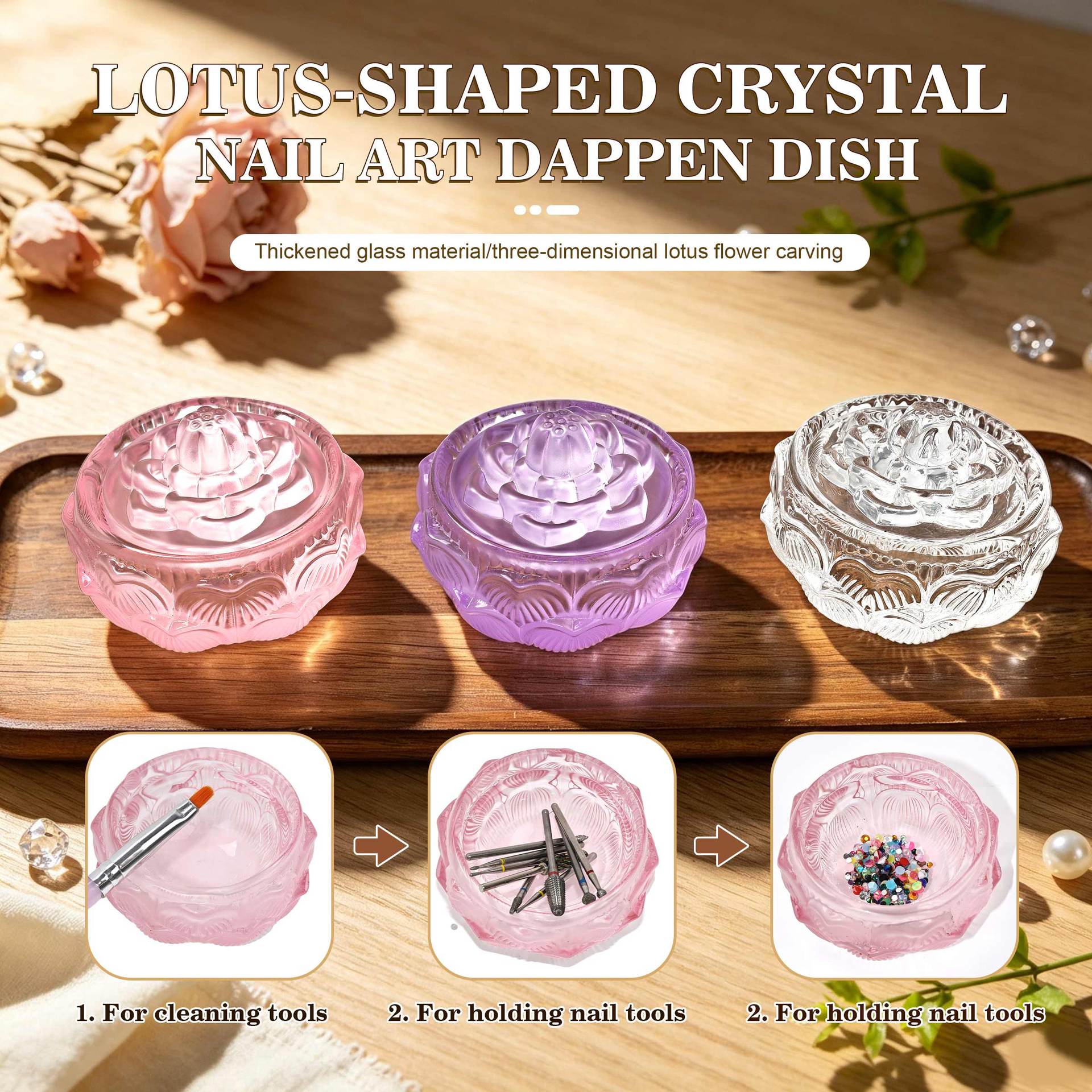 lotus thickened glass nail crystal cup nail washing cup nail salon special